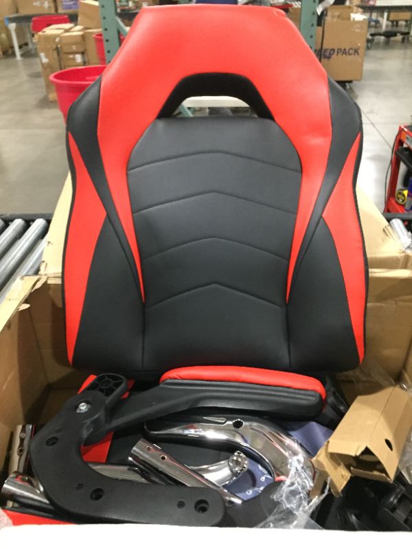 Photo 2 of Yangming Adjustable Swivel Gaming Chair, Red and Black
