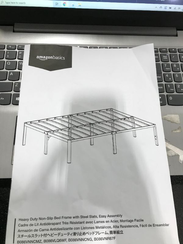 Photo 3 of Amazon Basics Heavy Duty Non-Slip Bed Frame with Steel Slats, Easy Assembly - 18"H, (Full)
