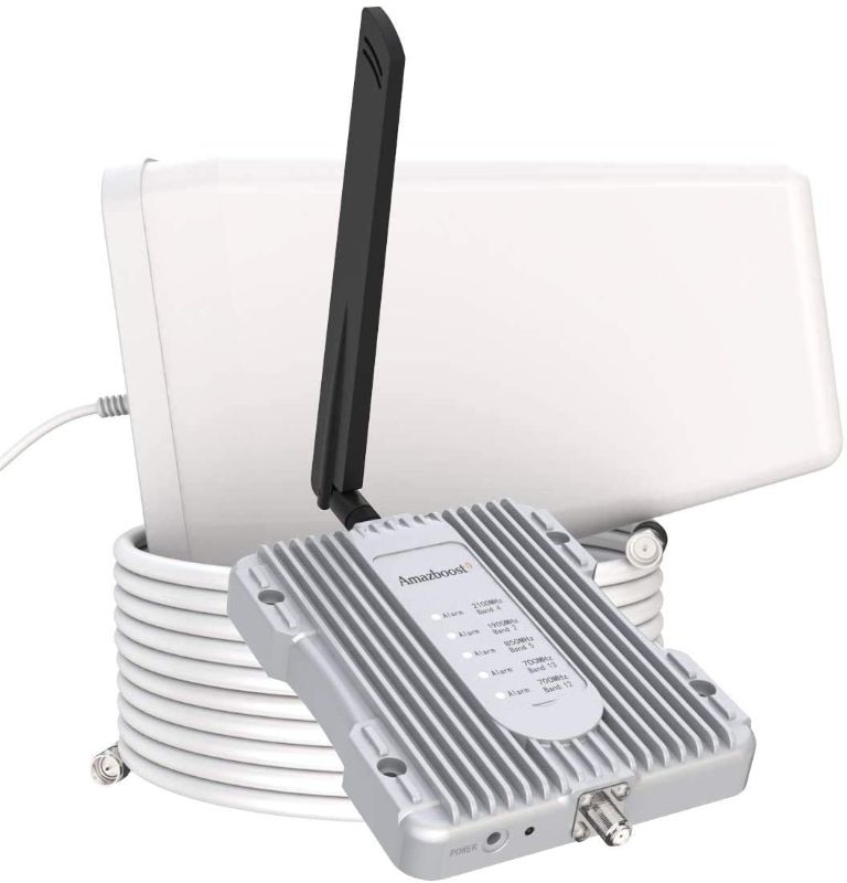 Photo 1 of Amazboost A1 Cell Phone Booster for Home -Up to 2,500 sq ft,Cell Phone Signal Booster Kit,All U.S. Carriers -Verizon,AT&T, T-Mobile, Sprint & More-4G 3G FCC Approved(5G Ready,Band12, 13,17,5,25,2,4)
