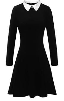 Photo 1 of Aphratti Women's Long Sleeve Casual Peter Pan Collar Fit and Flare Skater Dress, BLACK, SIZE M
