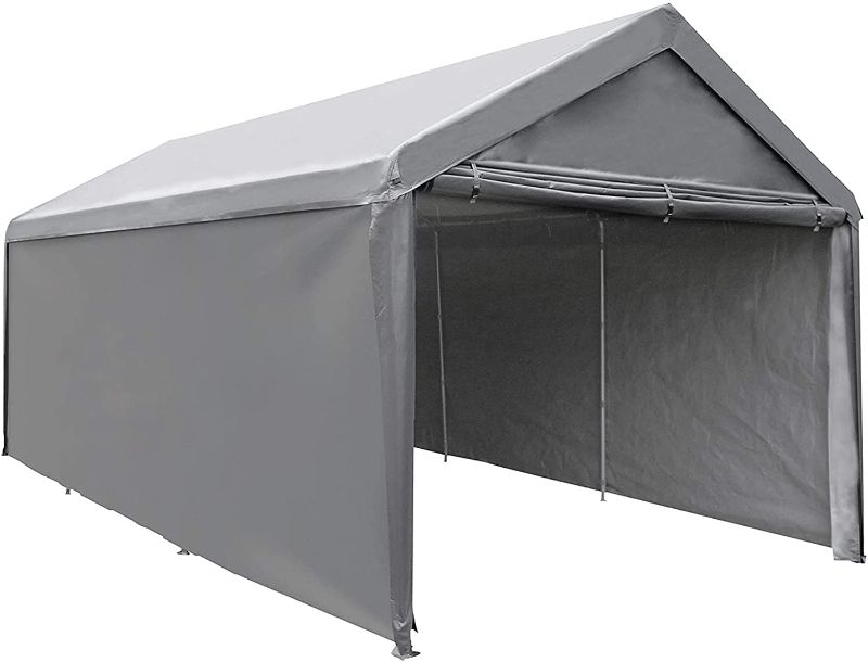 Photo 1 of Abba Patio Carport Heavy Duty Carport with Removable Sidewalls & Doors Portable Garage Extra Large Car Canopy for Auto, Boat, Party, Wedding, Market stall, 12 x 20 ft with 8 Legs, Ivory
