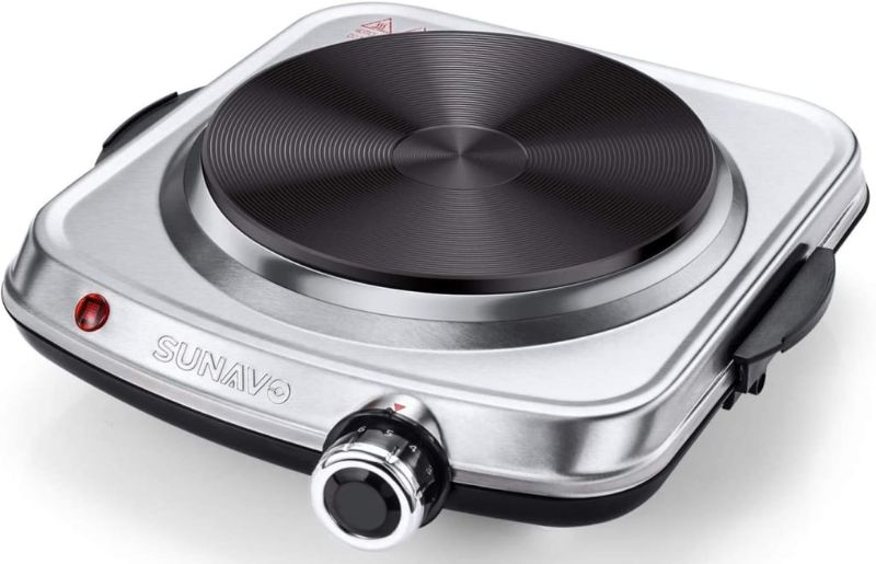 Photo 1 of SUNAVO 1500W Hot Plates for Cooking, Electric Single Burner with Handles, 6 Power Levels Stainless Steel Hot Plate for Kitchen Camping RV