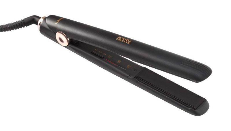 Photo 1 of Elchim Nature's Touch Professional Flat Iron: Hair Straightener and Curling Iron with Titanium & Ceramic Plates, Dual-Universal Voltage, Automatic Shut Off, 1" Inch Wide Black
