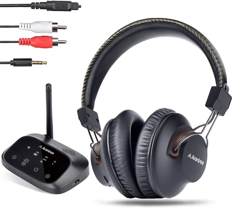 Photo 1 of Avantree HT5009 40Hrs Bluetooth 5.0 Wireless Headphones for TV Watching with Transmitter (Digital Optical RCA AUX), Pass-Through Support, 164ft Long Range, High Volume for Seniors, No Audio Delay
