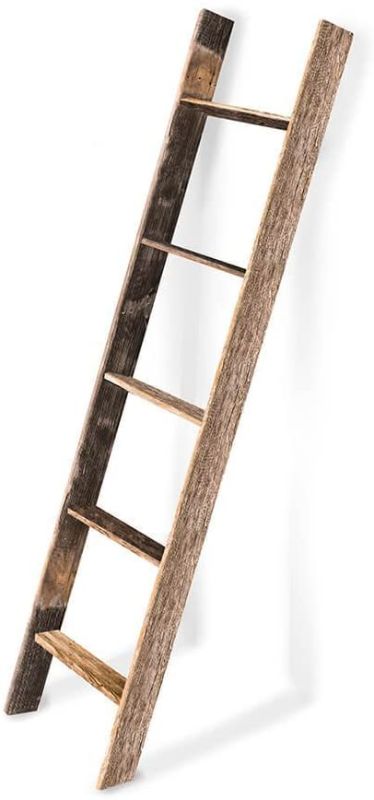 Photo 1 of BarnwoodUSA Rustic Farmhouse Blanket Ladder - Our 5 ft Ladder can be Mounted Horizontally or Vertically and is Crafted from 100% Recycled and Reclaimed Wood | No Assembly Required
