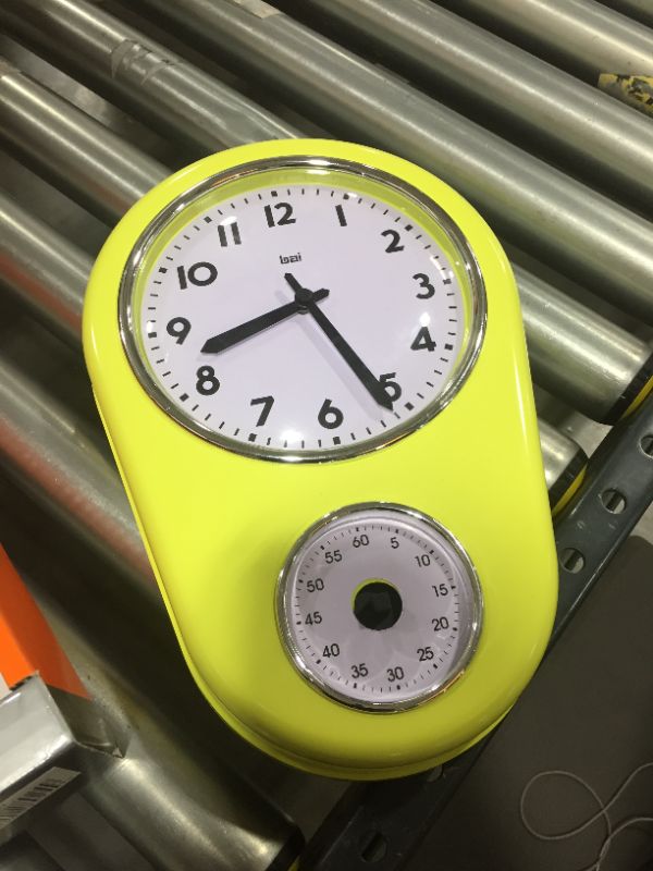 Photo 3 of Bai Retro Kitchen Timer Wall Clock, Chartreuse