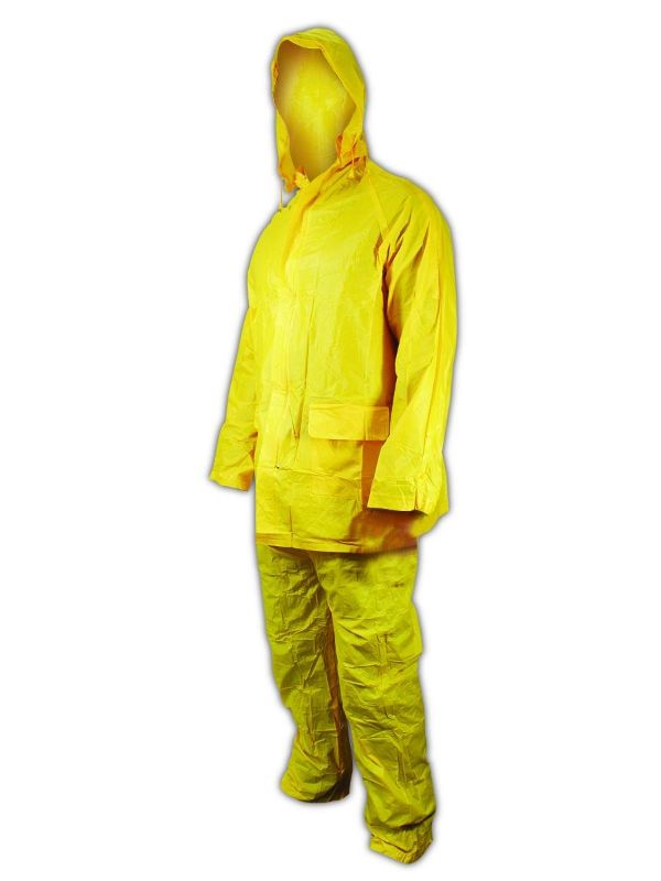 Photo 1 of Magid Safety RainMaster 4521M Rain Suit | 3-Piece Disposable PVC Rain Suit with Zipper Jacket & Elastic Waist - Water Resistant, Medium, Yellow (1 Suit), MEDIUM
