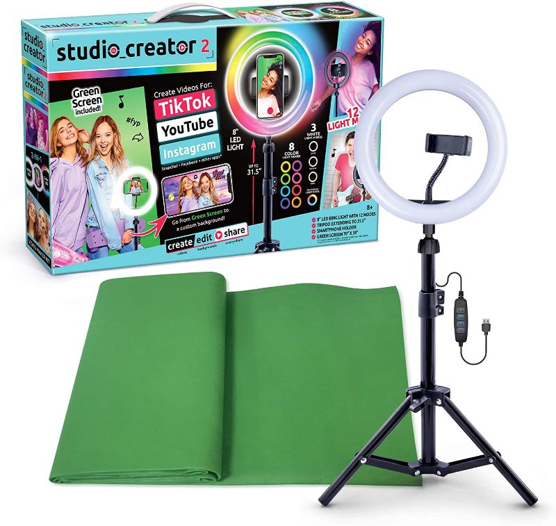 Photo 1 of Canal Toys New So DIY TikTok Instagram YouTube Multicolored Ring Light with Green Screen and Phone Mount Tripod. Studio Creator 2 Influencer Video Creator Kit
