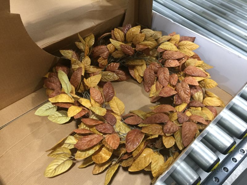 Photo 1 of 16 INCH AUTUMN FALL LEAVES WREATH