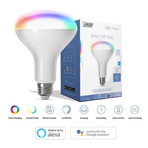 Photo 1 of 65-Watt Equivalent BR30 Dimmable Full Color Changing Wi-Fi LED Smart Light Bulb