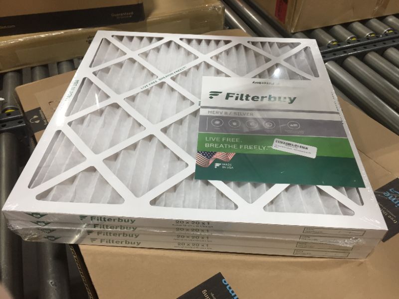 Photo 2 of FilterBuy 20x20x1 Air Filter MERV 8, Pleated HVAC AC Furnace Filters (4-Pack, Silver)
