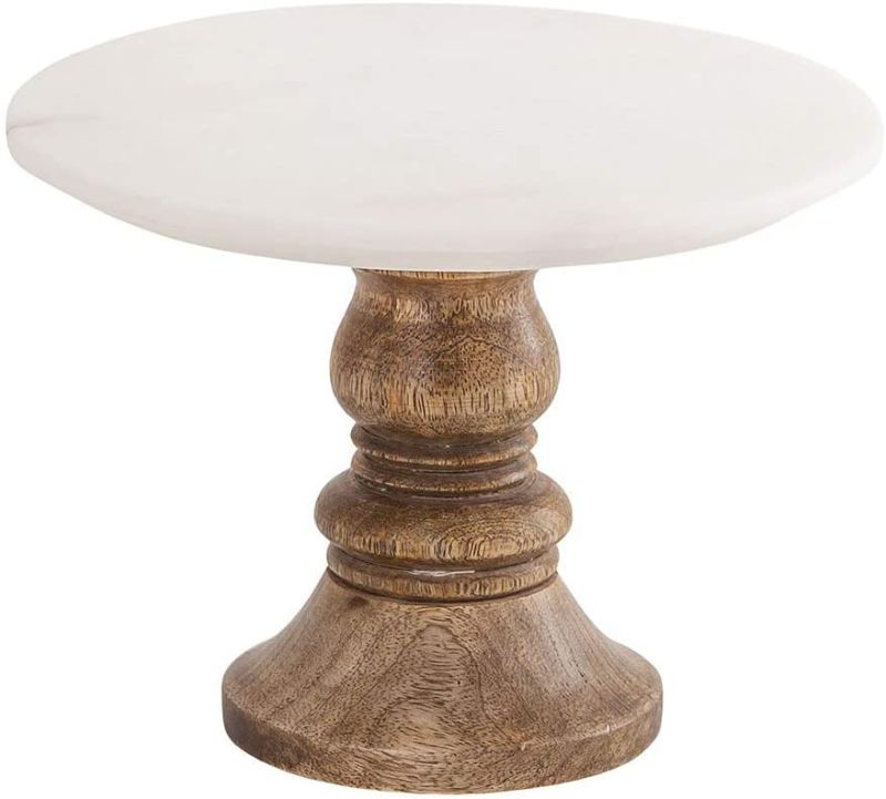 Photo 1 of Elk Lighting cake stand, small, Mango Wood, Natural Agate, White Marble
