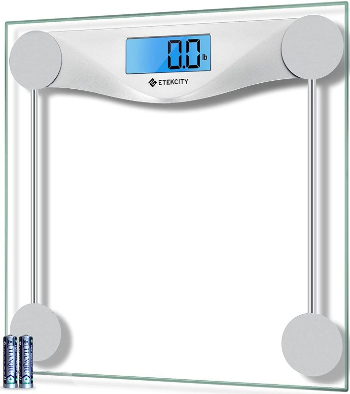 Photo 1 of Etekcity Digital Body Weight Bathroom Scale, Large Blue LCD Backlight Display, High Precision Measurements,6mm Tempered Glass, 400 Pounds
