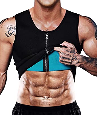 Photo 1 of Men Waist Trainer Sauna Vest Sweat Body Shaper Slimming Polymer Weight Loss Zipper Tank Top Premium Workout Shirt, SIZE XXL

