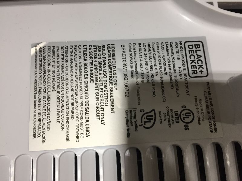Photo 1 of BLACK+DECKER™ 8,000 BTU Portable Air Conditioner