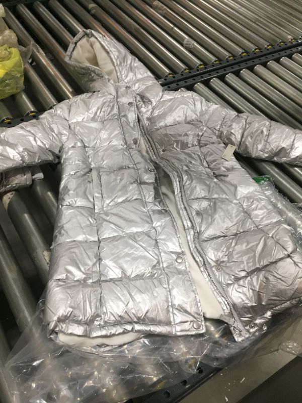 Photo 1 of AMAZON BASICS KIDS SILVER PUFFER JACKET, SIZE XXL