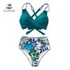 Photo 1 of CUPSHE Tropical Palms Twist Front High Waisted Bikini Sexy Lace Up Swimsuit Two Pieces Swimwear Women 2021 Beach Bathing Suit|Bikini Set| XL