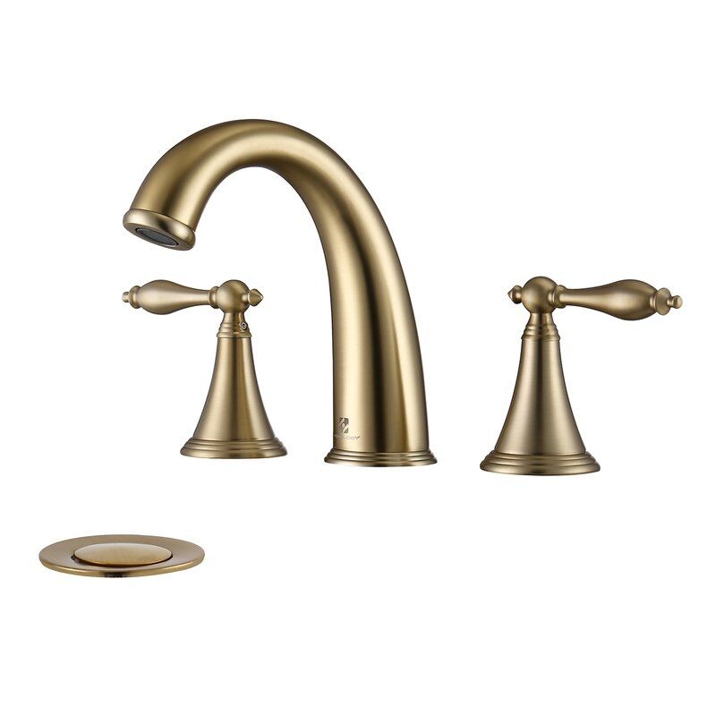 Photo 1 of Brushed Gold Widespread Bathroom Faucet with Drain Assembly (Part number: CZ13001BZ-H-US-1)
