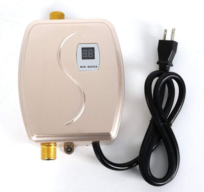 Photo 1 of Tankless Hot Water Heater System 110V 3000W Mini Instant Electric Water Heater Portable Wall Floor Mount Water Heater Shower LCD Digital Display Leakage Protection 35-45? USA STOCK (gold)
