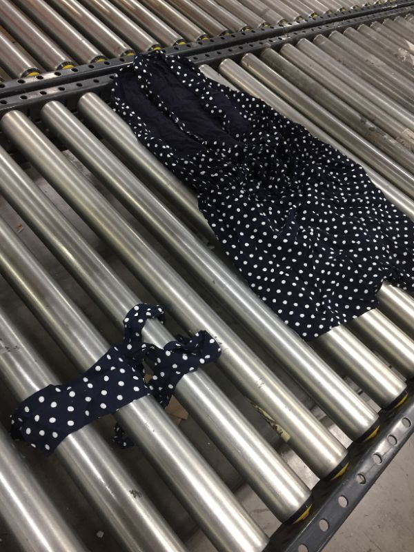 Photo 1 of BLUE NAVY POLKA DOT ROMPER, SIZE NOT SHOWN ON TAG