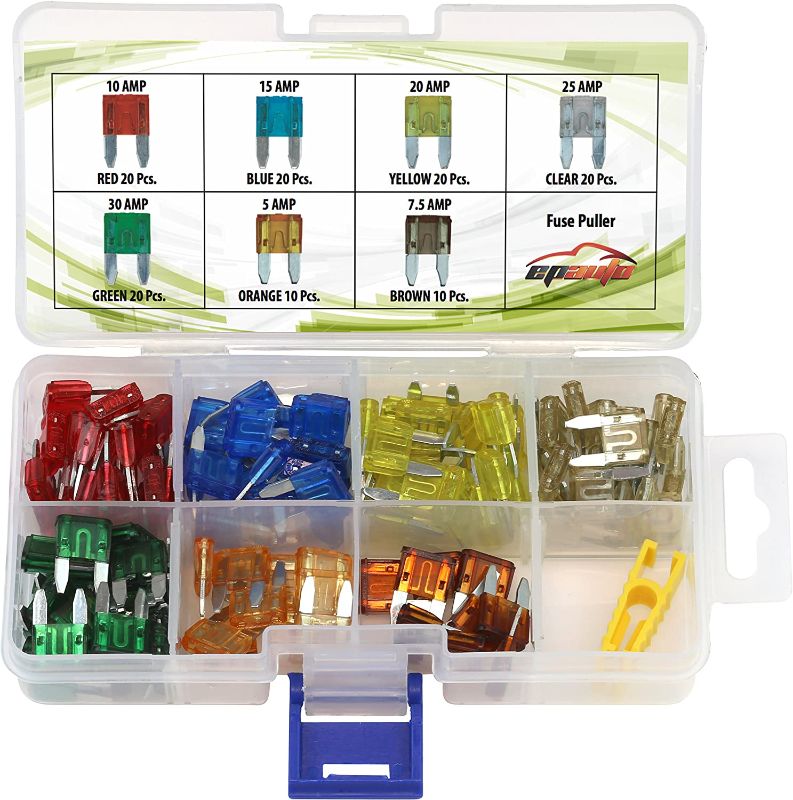 Photo 1 of 120 Pieces - EPAuto Assorted Car Truck Mini Blade Fuse Set (5/7.5/10 / 15/20 / 25/30 AMP)
