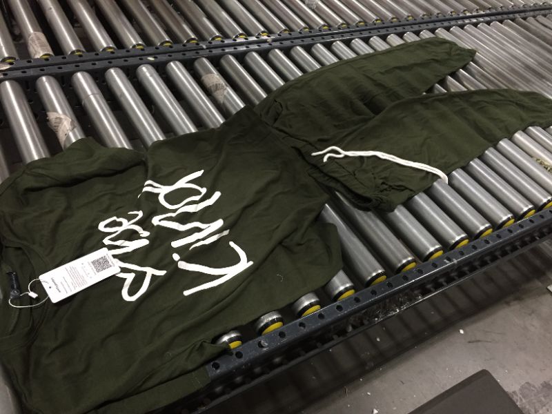 Photo 1 of "BE KIND" T SHIRT AND SWEATS COMBO, OLIVE, SIZE M