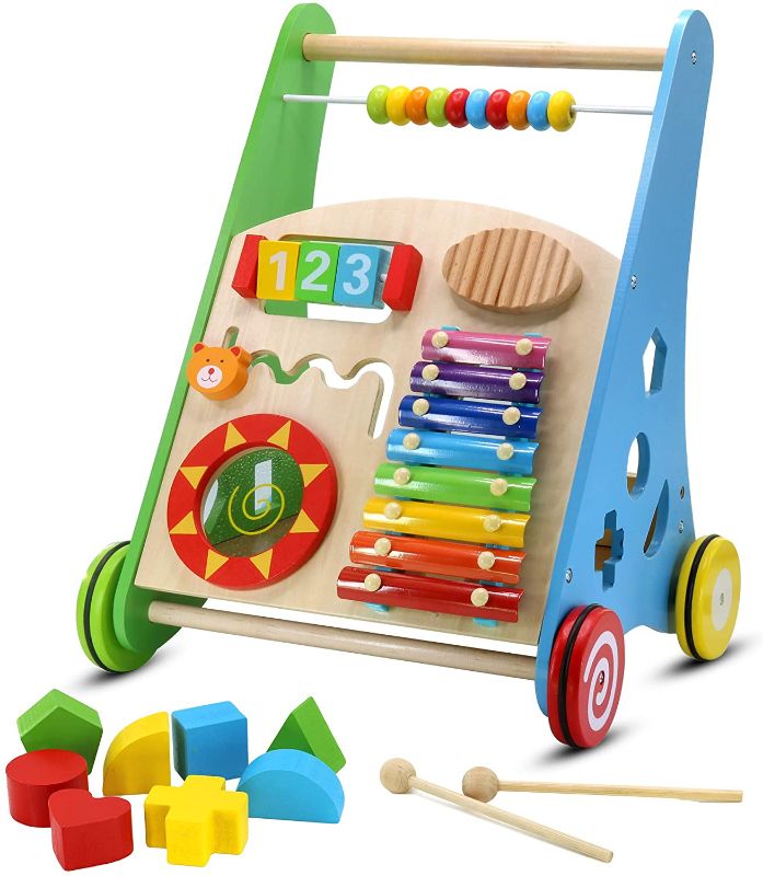 Photo 1 of Pidoko Kids Wooden Baby Push Walker - Push and Pull Learning Walking for Boys and Girls - Multiple Activity Centre for Toddlers 
