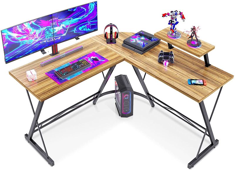 Photo 1 of L Shaped Gaming Desk, Home Office Desk with Round Corner Computer Desk with Large Monitor Stand Desk Workstation
