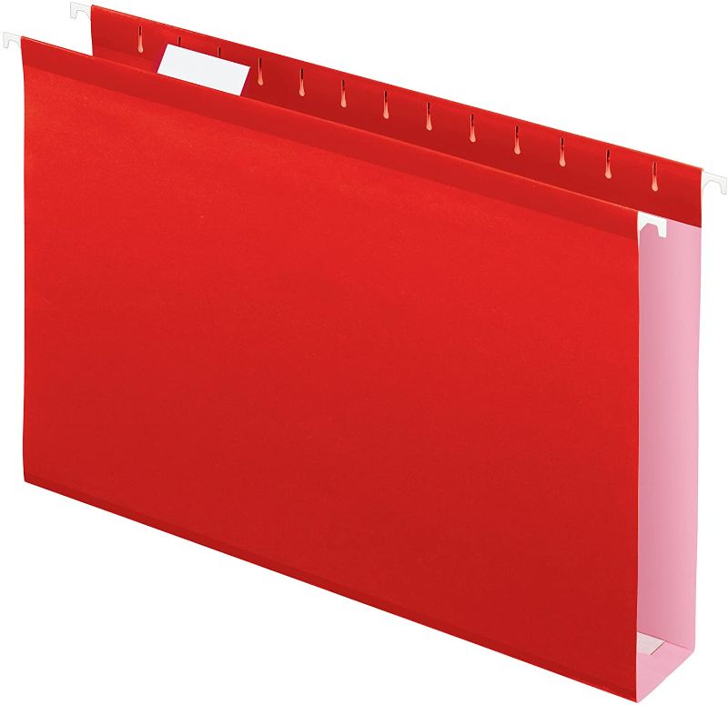 Photo 1 of Pendaflex Extra Capacity Reinforced Hanging File Folders, 2", Legal Size, Red, 1/5 Cut, 25/BX (4153x2 RED)
