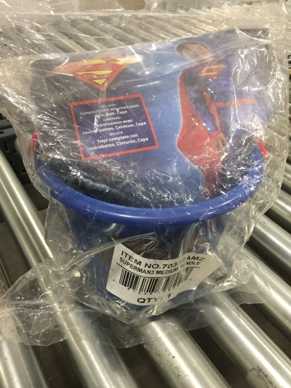 Photo 3 of Dawn of Justice Trick-or-Treat Pail And Costume Bundle, Superman Costume, Size Medium