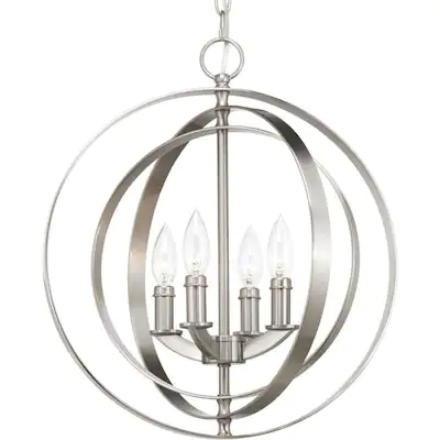 Photo 1 of Progress Lighting Equinox 4-Light Brushed Nickel Transitional Globe Pendant Light
