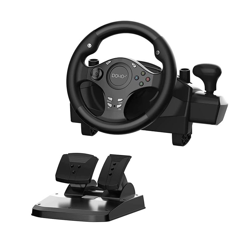 Photo 1 of DOYO Gaming Racing Wheel, Steering Wheel for PC, 270 Degree Driving Force Sim Game Steering Wheel with Responsive Gear and Pedals for PC/PS3/PS4/XBOX ONE/XBOX 360/Nintendo Switch/Android
