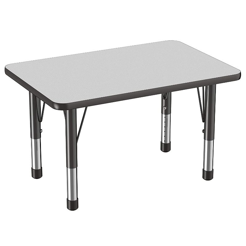 Photo 1 of 30" x 48" Rectangle T-Mold Kids Classroom Adjustable Activity Table with Standard Leg and Ball Glides - Gray/Black