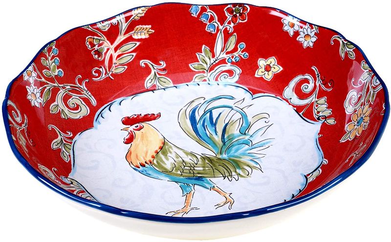 Photo 1 of Certified International Morning Bloom 13" Serving/Pasta Bowl, Multicolored