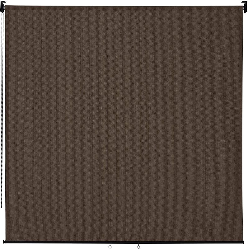 Photo 1 of VICLLAX Outdoor Roller Shade, Patio Blinds Roll Up Shade (6' W X 6' L), Mocha