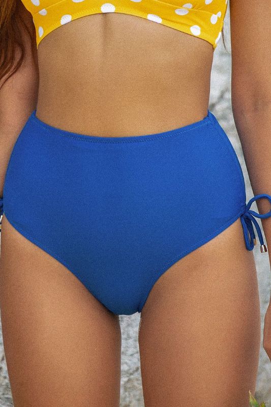 Photo 1 of Blue Side Ruched High Waisted Bikini Bottom Lg