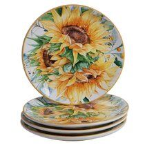 Photo 1 of Certified International Sunflower Fields 9" Salad/Dessert Plates, Set of 3, Multi Colored