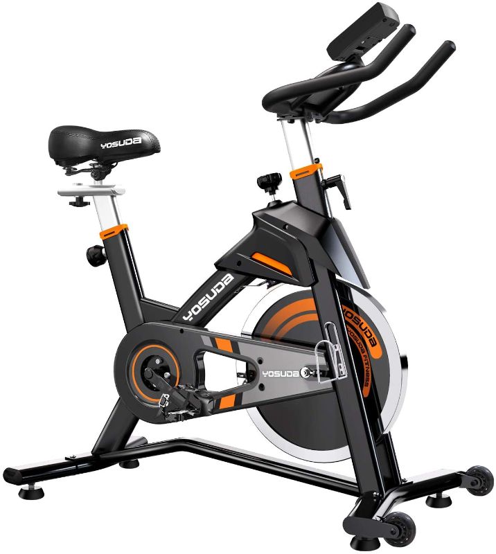 Photo 1 of YOSUDA Indoor Cycling Bike Stationary - Exercise Bike for Home Gym with Comfortable Seat Cushion, Silent Belt Drive, iPad Holder
