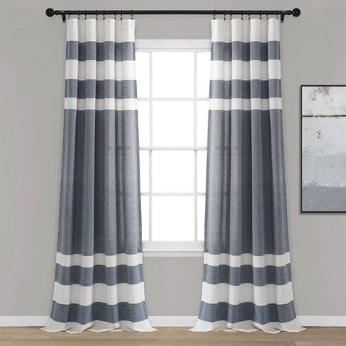 Photo 1 of 2 set Cape Cod Stripe Yarn Dyed Cotton Window Curtain Panels - Lush Décor
