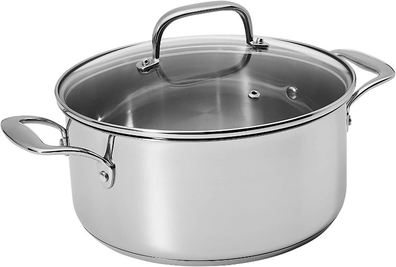 Photo 1 of Amazon Basics Stainless Steel Dutch Oven with Lid, 5-Quart
