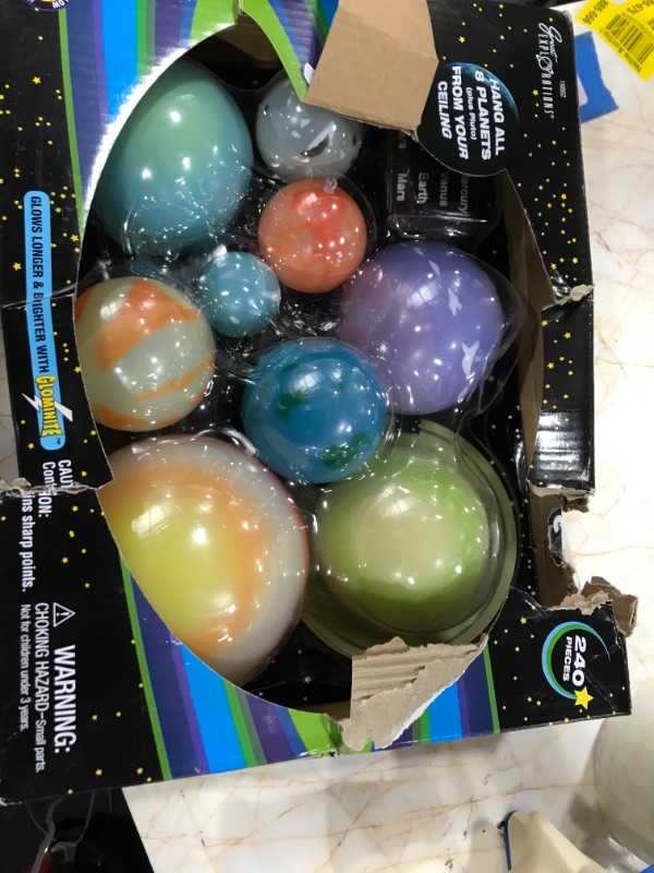 Photo 2 of Great Explorations 3-D Solar System Glow In The Dark Ceiling Hanging Kit 3D Planets and Star Stickers Create the Milky Way Teach Science STEM, Multicolor...
