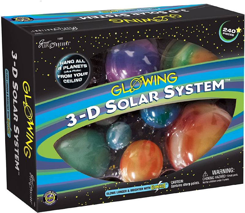 Photo 1 of Great Explorations 3-D Solar System Glow In The Dark Ceiling Hanging Kit 3D Planets and Star Stickers Create the Milky Way Teach Science STEM, Multicolor...
