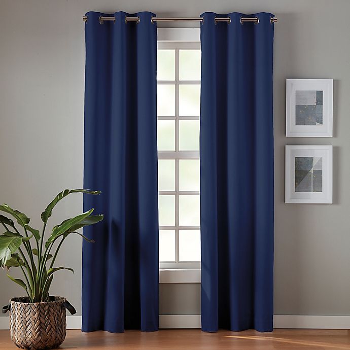 Photo 1 of  84-Inch Grommet Blackout Curtain Panels in Blue (Set of 2)