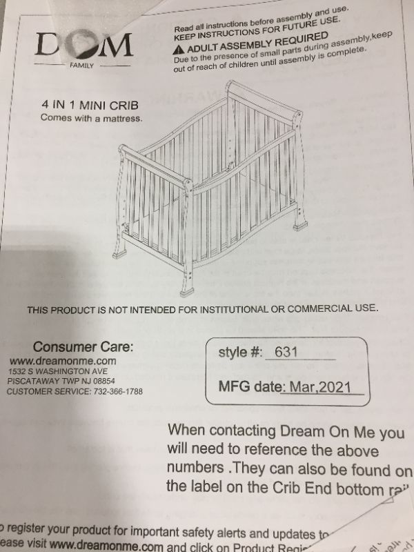 Photo 3 of Dream On Me Piper 4-in-1 Convertible Mini Crib, Espresso