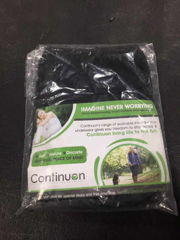 Photo 2 of Continuon Washable Cotton Incontinence Underwear with Absorbent Pad for Women, Black, Extra-Small
