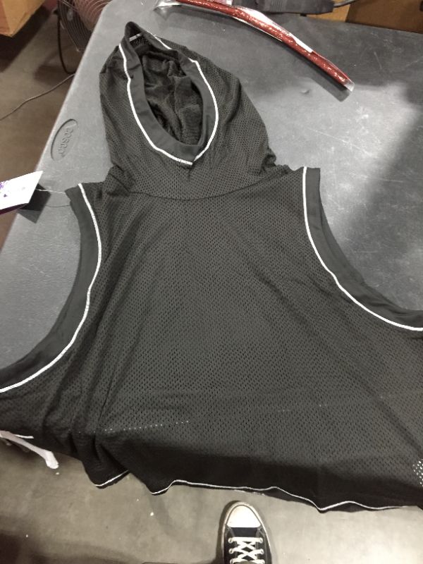 Photo 1 of Black Mesh Athletic Sleeveless Hoodie