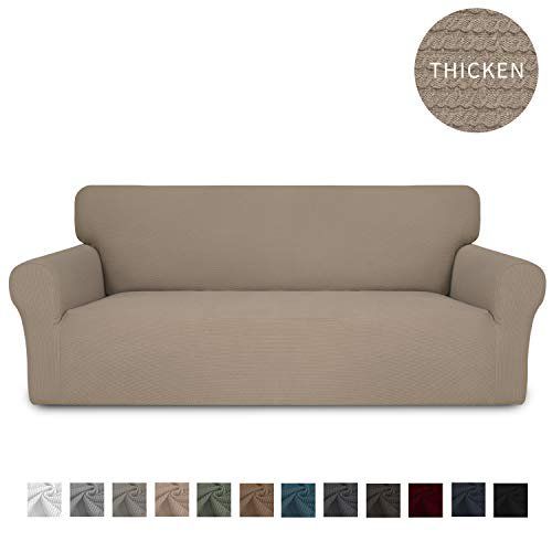 Photo 1 of Easy-Going Thickened Stretch Slipcover, Sofa Cover, Furniture Protector with Elastic Bottom, 2 Piece Couch Shield, Sturdy Fabric Pets,Kids,Children,Dog,Cat (Oversized Sofa, Grey)
