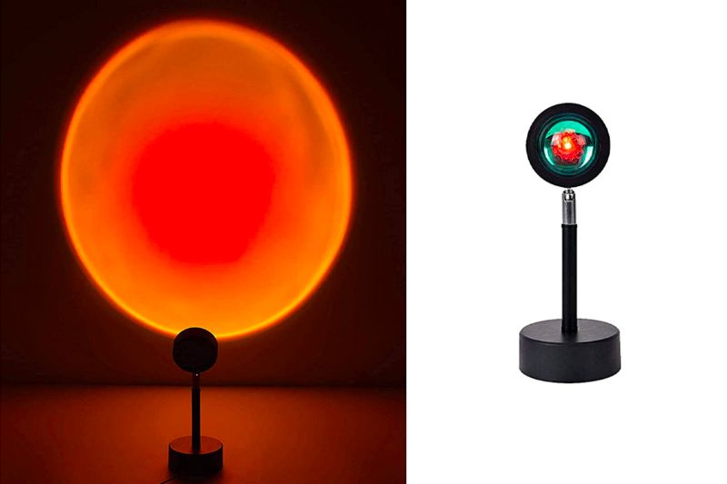 Photo 1 of Sunset Lamp, LED Sunset Projector Light 360 Degree Rotation Sunset Projection Lamp USB Night Light Romantic Atmosphere Light Projector for Photography, Vlog, Party, Bedroom, Home Living Room

