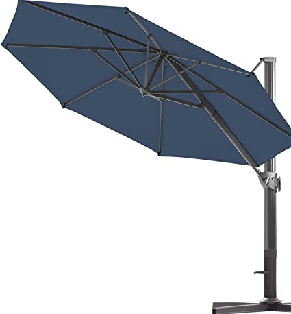 Photo 1 of VINEY Banquet 11 ft. Aluminum Cantilever Umbrella Offset Patio Umbrella Outdoor Market Umbrellas | 360° Rotation & Infinite Tilting System | Fade Resistant Premium Solution Dyed Canopy (Classic Blue)