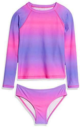 Photo 1 of Big Girls' Long Sleeve Rashguard Two Piece Swim, Janie Pink, Size 8.0 DsVH
